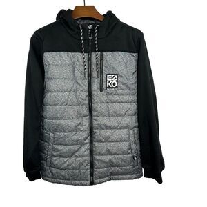 ECKO UNLTD. Fractional Hybrid Puffer Jacket Grey Marled Quilted $88 Large‎